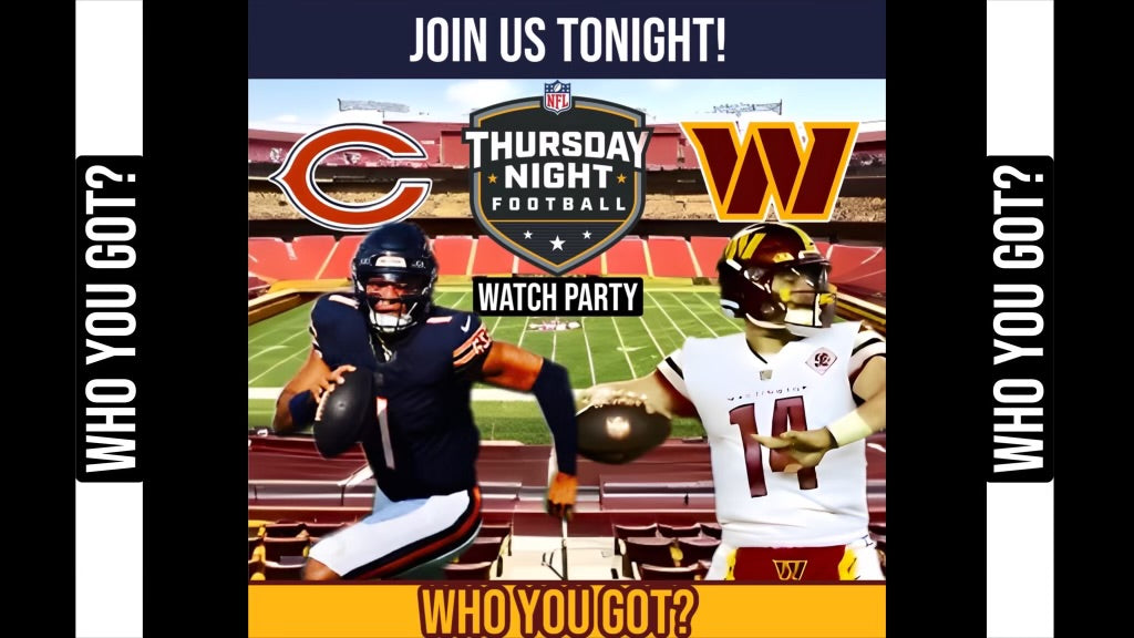 Chicago Bears vs Washington Commanders | Live Watch Party | Thursday Night Football